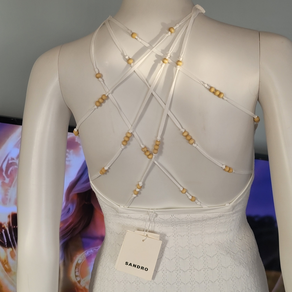 ❗️ SANDRO midi Dress YVANA with Beaded Straps and Partial Lined ❗️